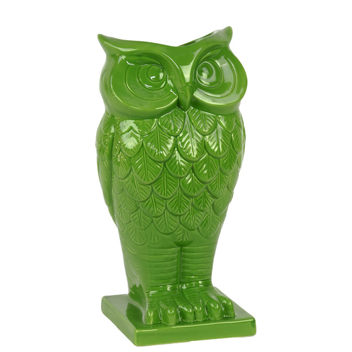 World Menagerie Tedeschi Ceramic Owl Vase With Base In Gloss