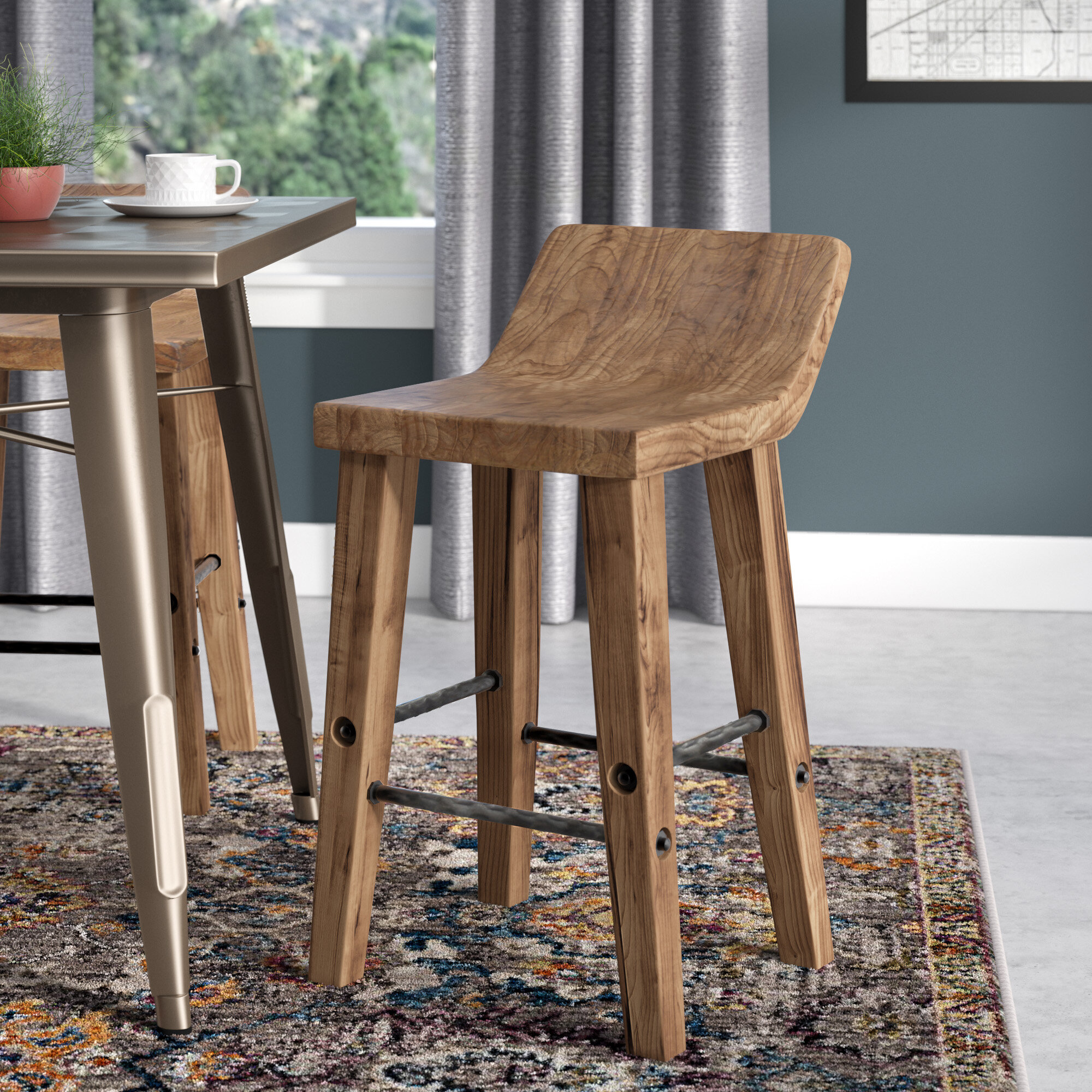 bar stools brown wood