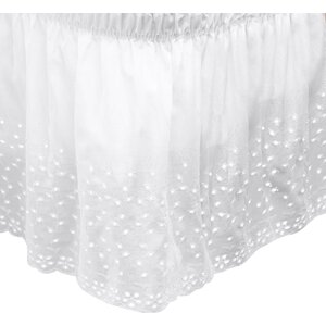 Embroidered Floral Eyelet Polyester Dust Ruffle Bed Skirt