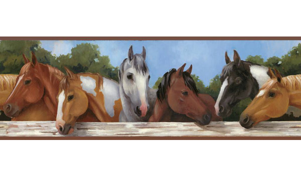 August Grove Johan Hooray For Horses 15 L X 9 W Wallpaper Border
