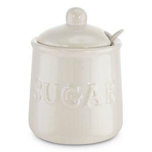 0.5 qt. Ceramic and Spoon Sugar Jar