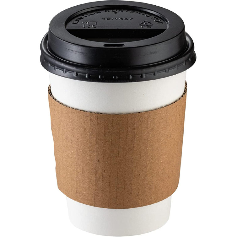 Disposable Hot Tea Paper Coffee Cups With Lids Sleeves Stirrers 100 Set 16 Oz 