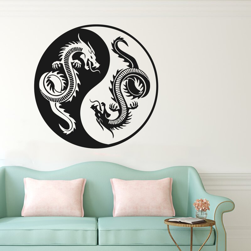 Ebern Designs Yin Yang Dragons Vinyl Wall Decal | Wayfair