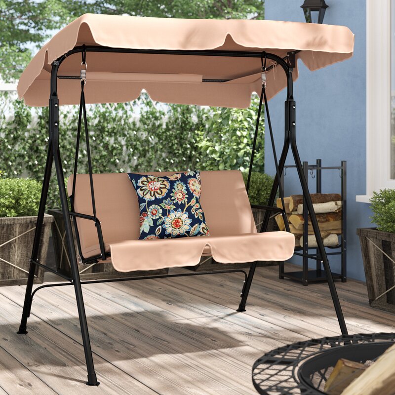 Mansour Patio Loveseat Canopy Hammock Porch Swing with Stand