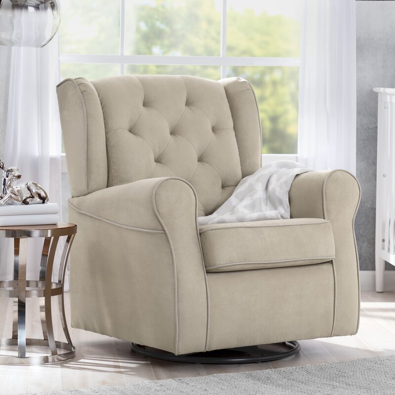 delta children emerson upholstered glider swivel rocker chair