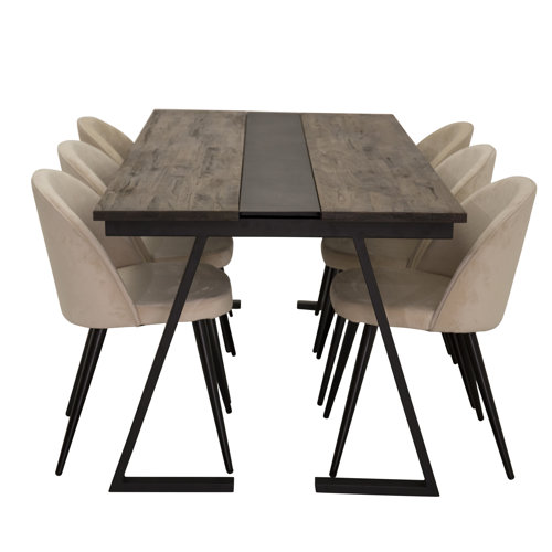 Essgruppe DONLEY von MODERNMOMENTS Rustikal-Schwarz-Creme