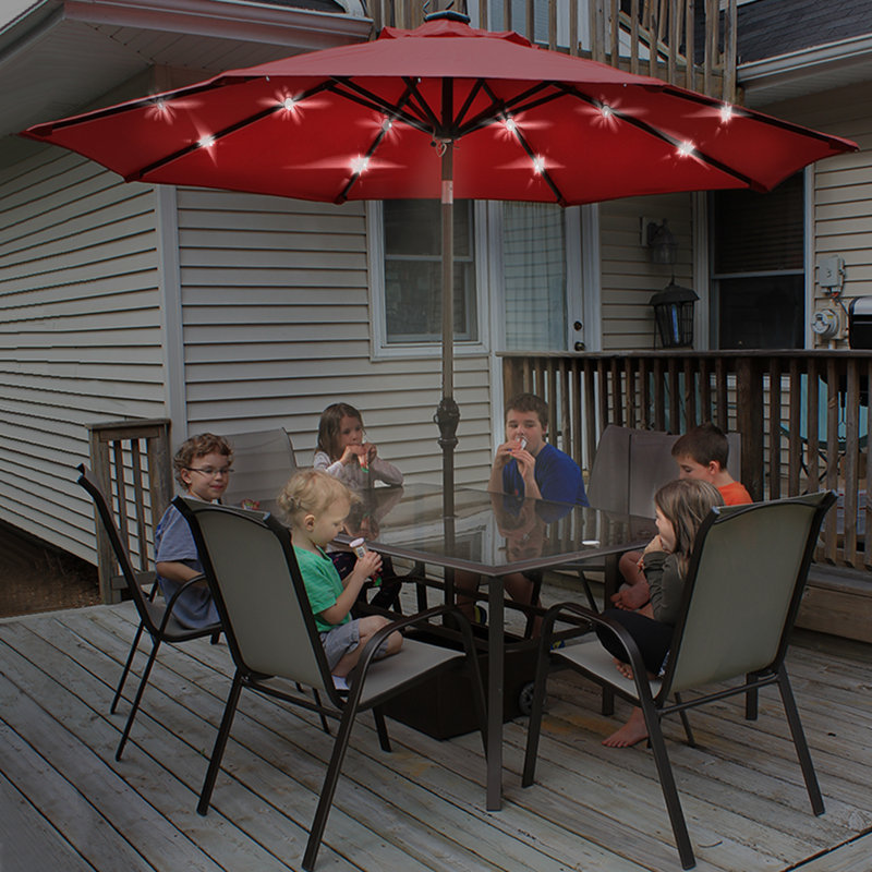 Freeport Park Buchan 9 Lighted Umbrella Reviews Wayfair Freeport Park Buchan 9 Lighted
