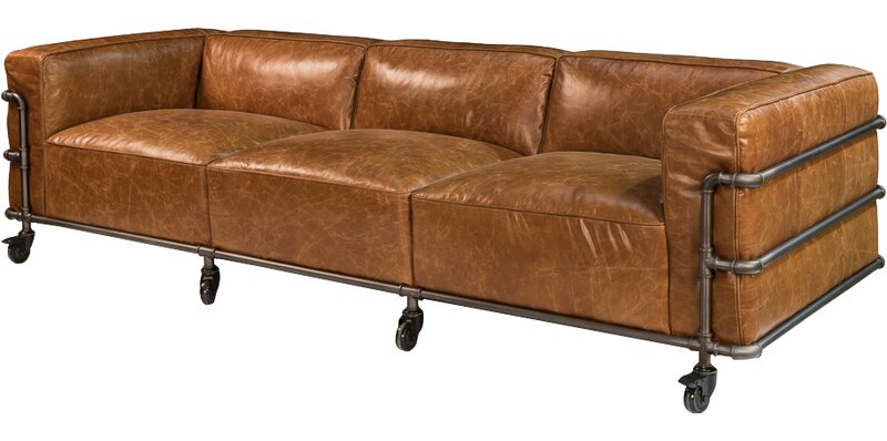 genuine leather tuxedo arm sofa