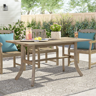 Farmhouse Rustic Wood Outdoor Furniture Birch Lane Monterry Solid Wood Dining Table