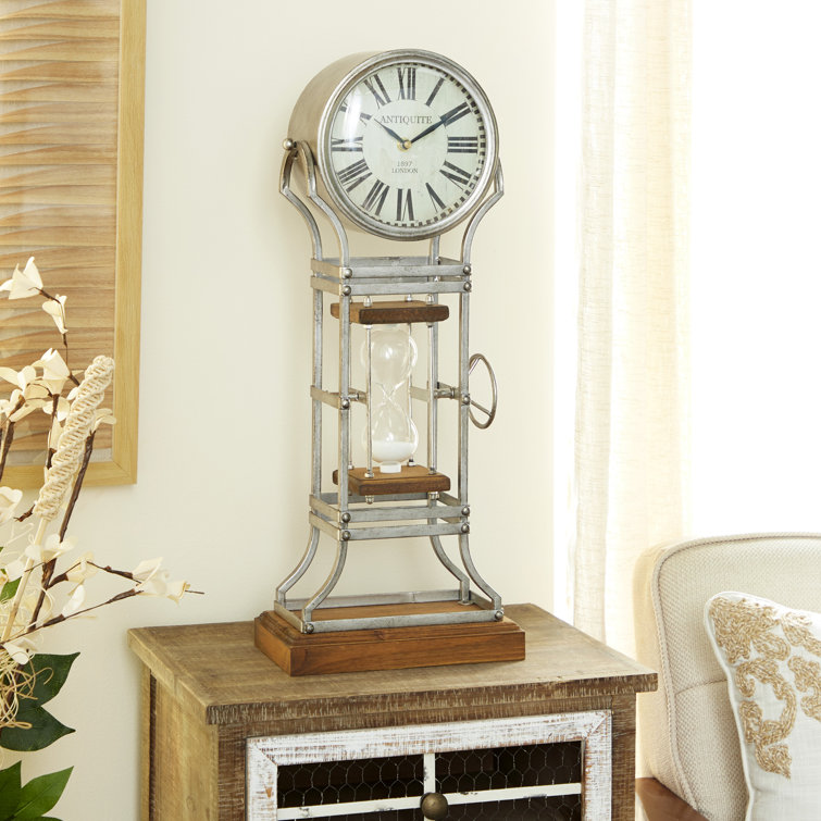 Williston Analog Metal Quartz Tabletop Clock in Gray Wayfair
