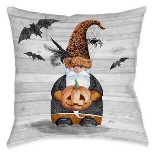 Multicolor 16x16 Funny Halloween Gnome Gifts By MiGiLaMo Black Halloween Gnome Girl & Cute Paw Decor for Cat Mom Throw Pillow 
