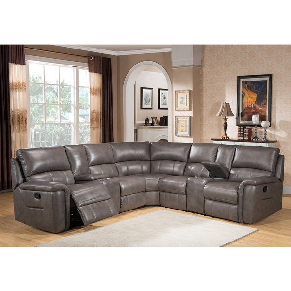 Amax Sacramento Leather Reclining Sectional Reviews Wayfair