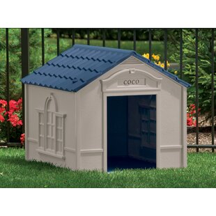 Systond Environmental Protection Plate Front Door Dog House Hollow Out Pet House with the door side open yellow M 