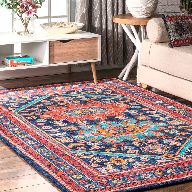 World Menagerie Camborne Oriental Hand Knotted Wool Aqua Blue Area Rug Reviews Wayfair