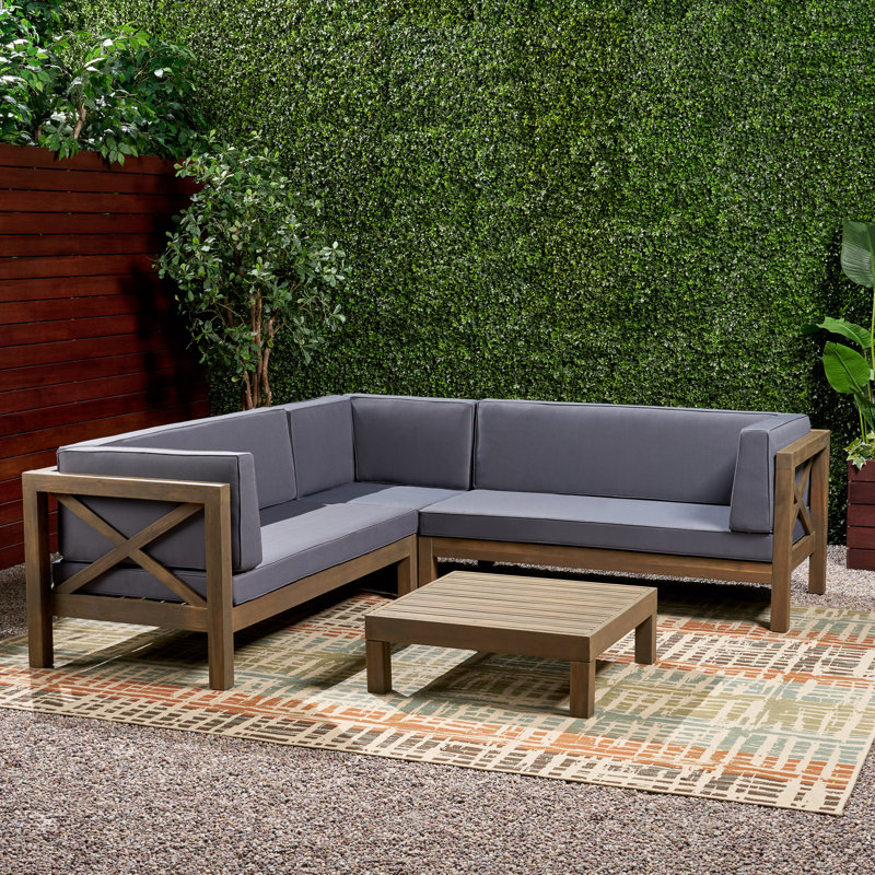 Highland Dunes Ellison 4 Piece Sectional Seating Sofa Set With