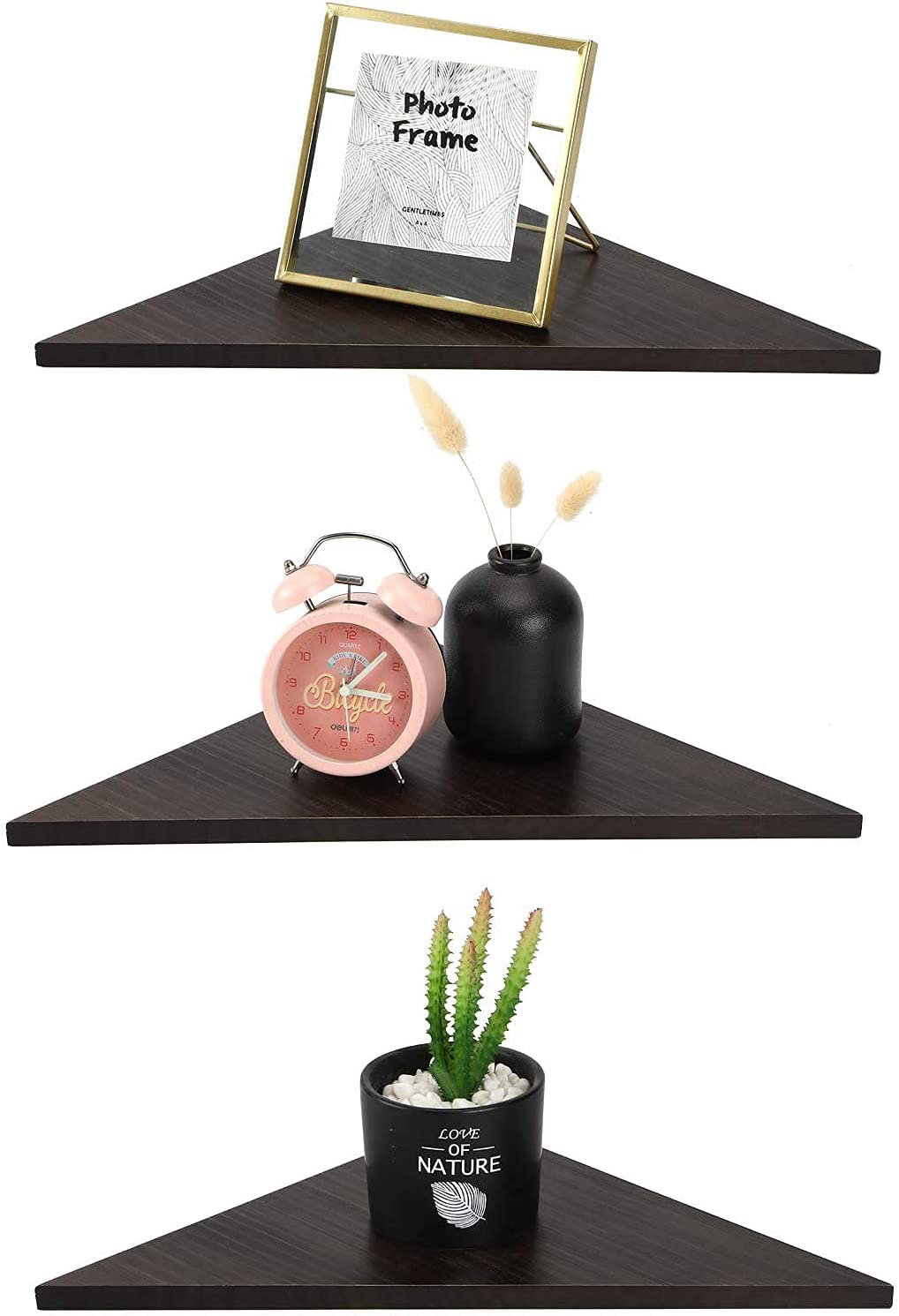 Ebern Designs Floating Corner Shelf Wall Mounted Set Of 3, Solid Wood