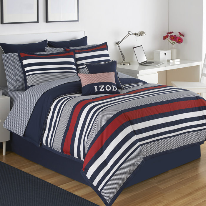 Izod Varsity Stripe Comforter Set Reviews Wayfair Ca Varsity Stripe Comforter Set