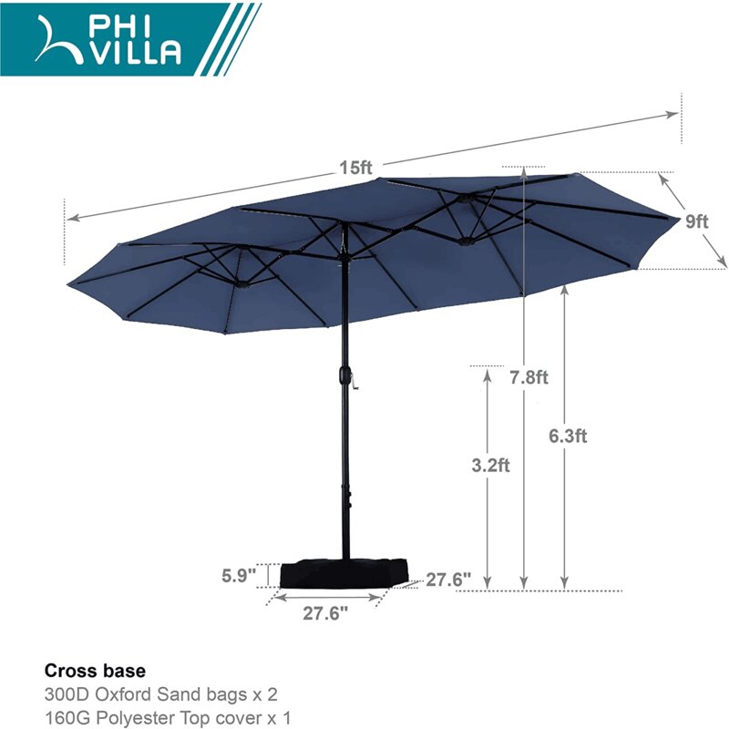 Arlmont Co Darwin 15 X 9 Rectangular Market Umbrella Reviews Wayfair