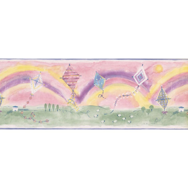 Zoomie Kids Towle Flying Kites In Rainbow Background 15 L X 9 W