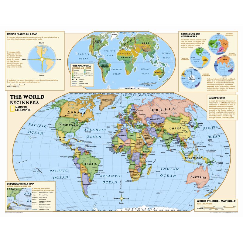 National Geographic Maps Kids Beginners World Wall Map Grades K 3