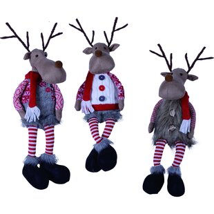 Reindeer Stuffed Animal Plush Poseable Christmas Santa Hat and Scarf. 