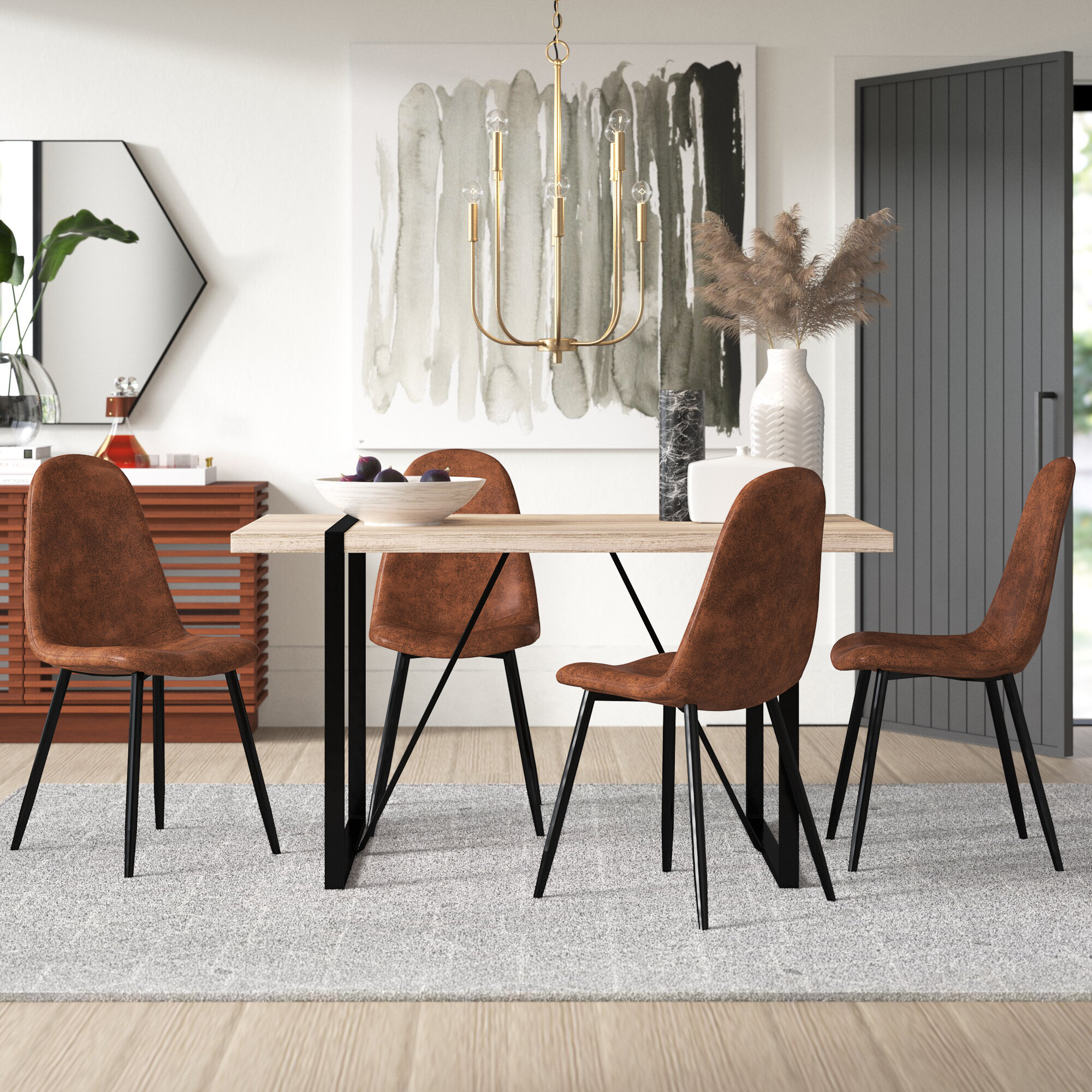 rectangular dining table with 4 chairs