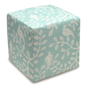 Birds and Vines Cube Ottoman by 123 Creations