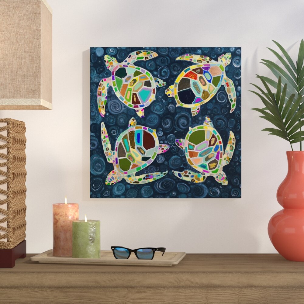 Bay Isle Home Aaden Four Sea Turtles by Eli Halpin - Wrapped Canvas ...