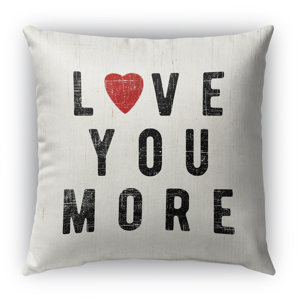 Love You More Burlap Indoor/Outdoor Throw Pillow