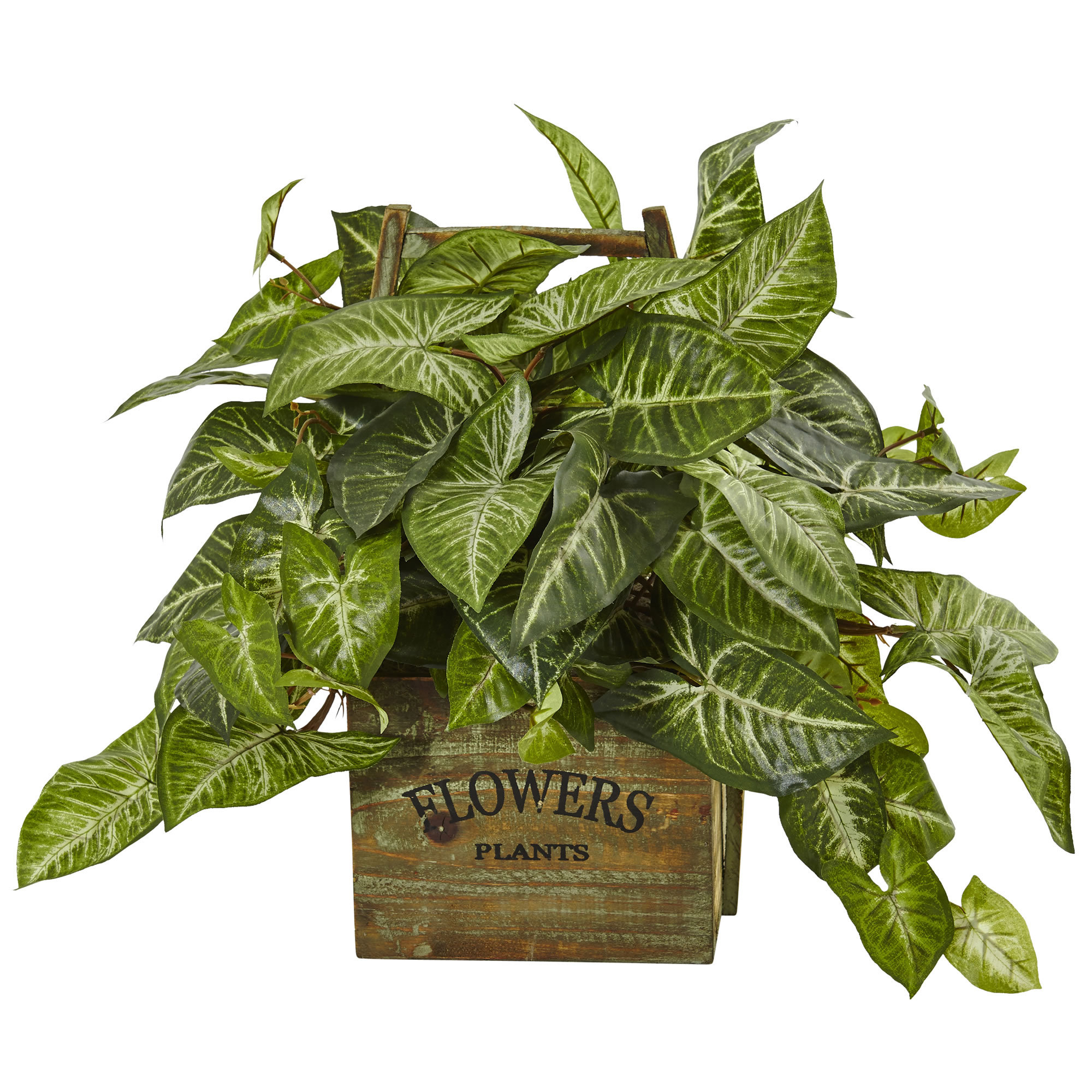 Gracie Oaks Artificial Nephthytis Floor Foliage Plant In Planter