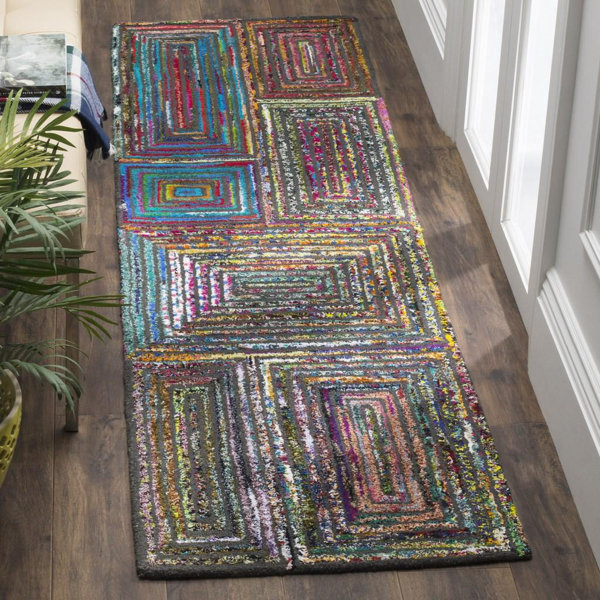 Bungalow Rose Anaheim Geometric Handmade Tufted Cotton Wool Pink Green Area Rug Reviews Wayfair