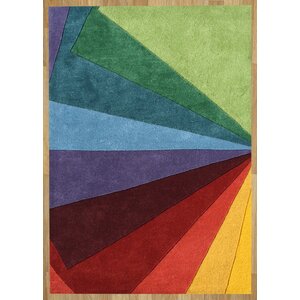 Ukiah Hand-Tufted Green/Red Area Rug