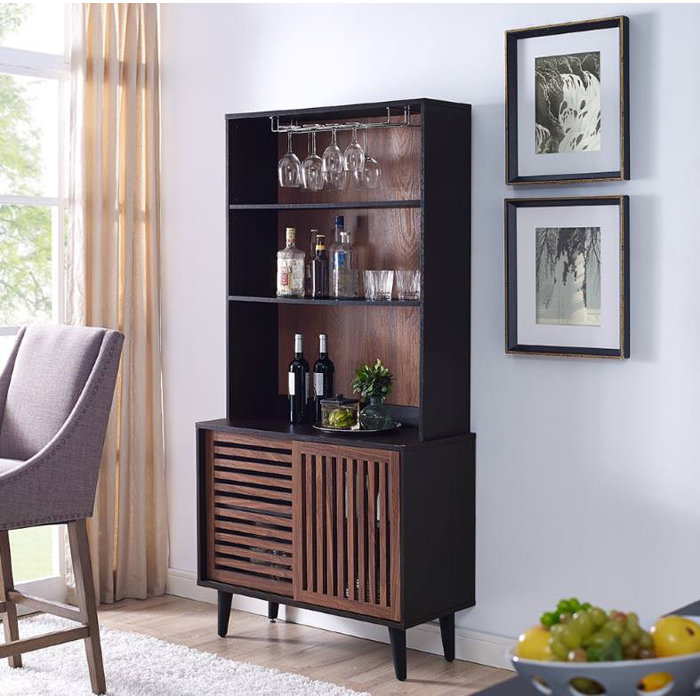 Wrought Studio Syren 2 Door Bar Cabinet With Hutch Reviews