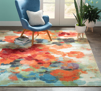 Latitude Run Thomason Colorful Garden Coralgreen Area Rug Wayfair