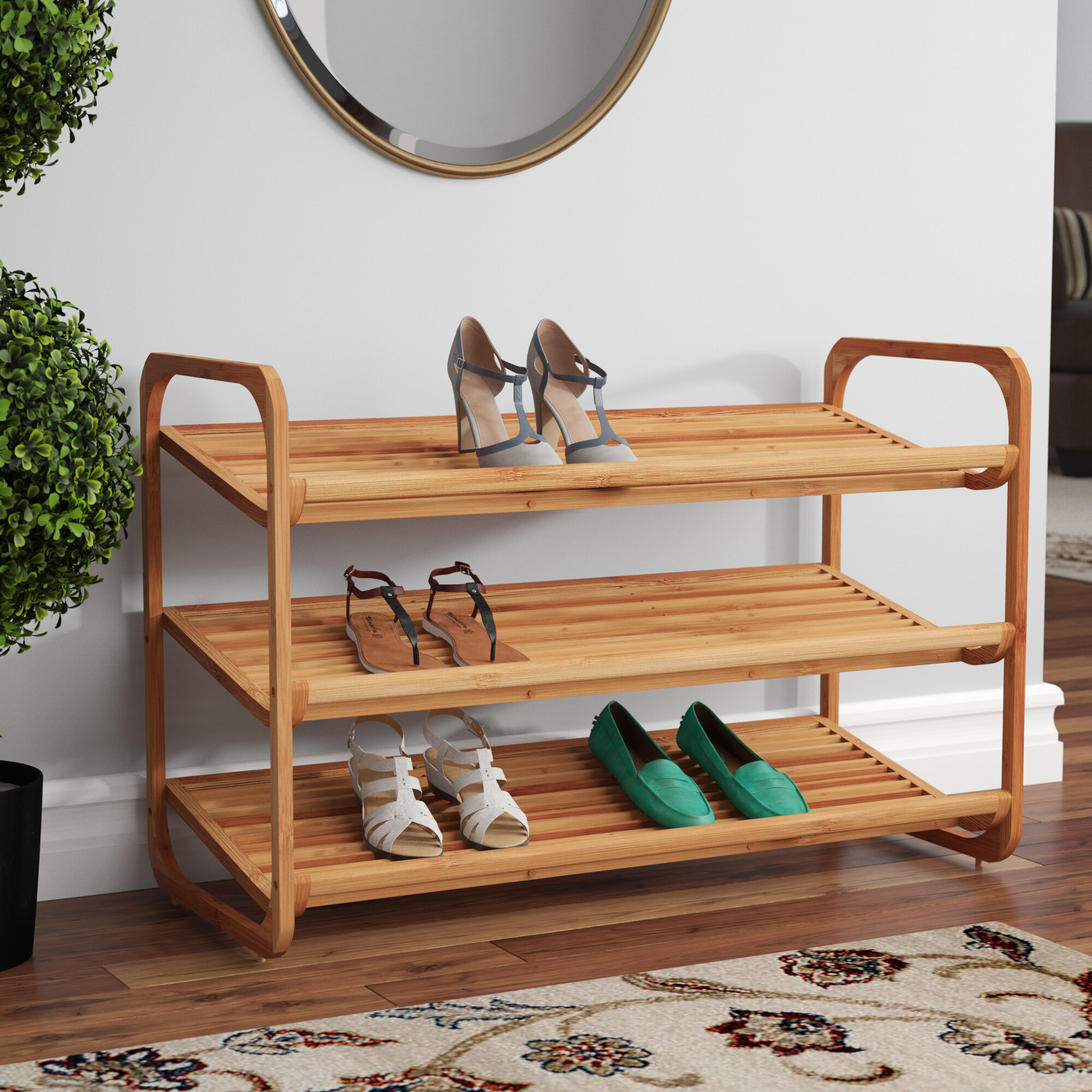 Rebrilliant Bamboo 3 Tier Shoe Rack Reviews Wayfair Ca