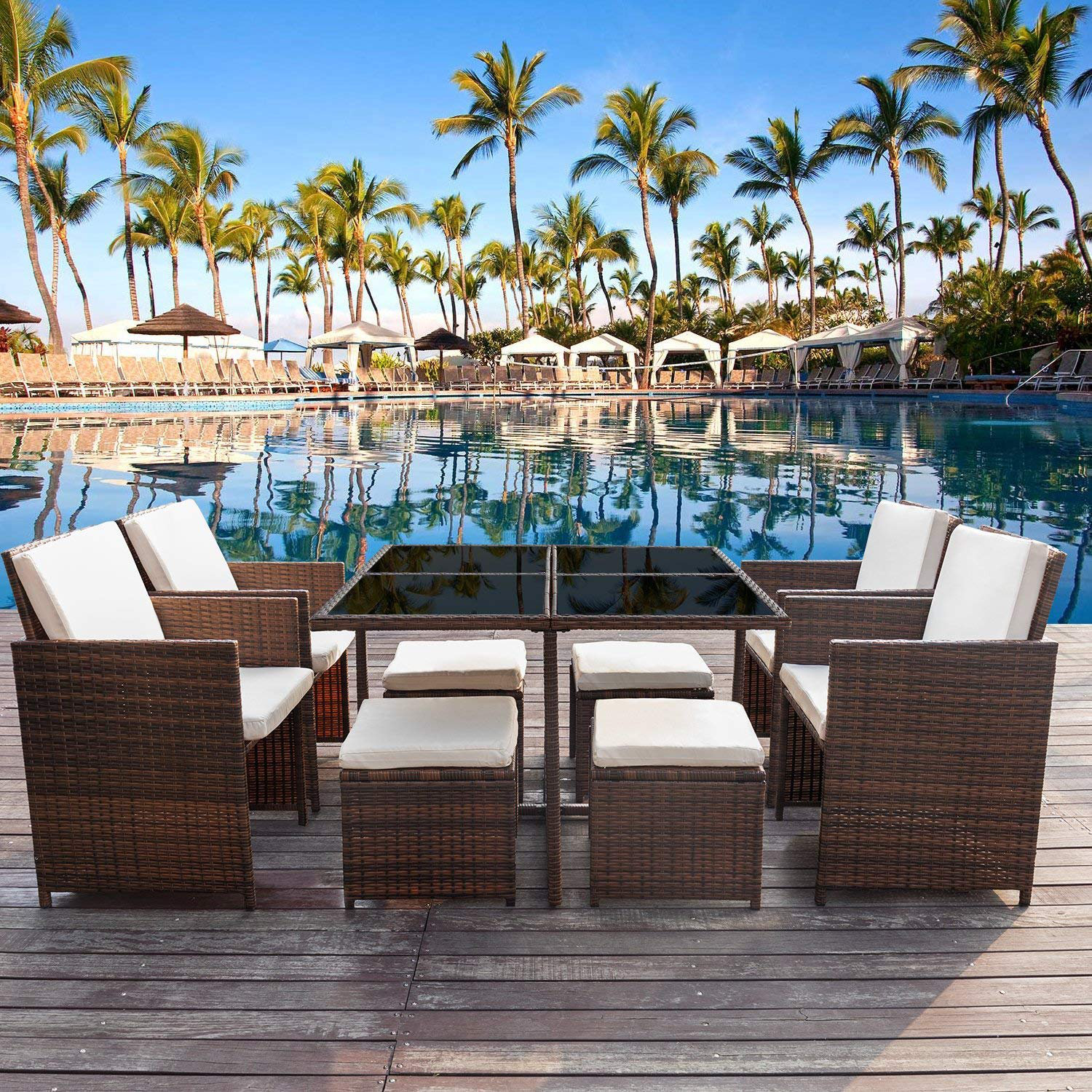 Rosecliff Heights Angelos 9 Piece Dining Set With Cushions Reviews Wayfair