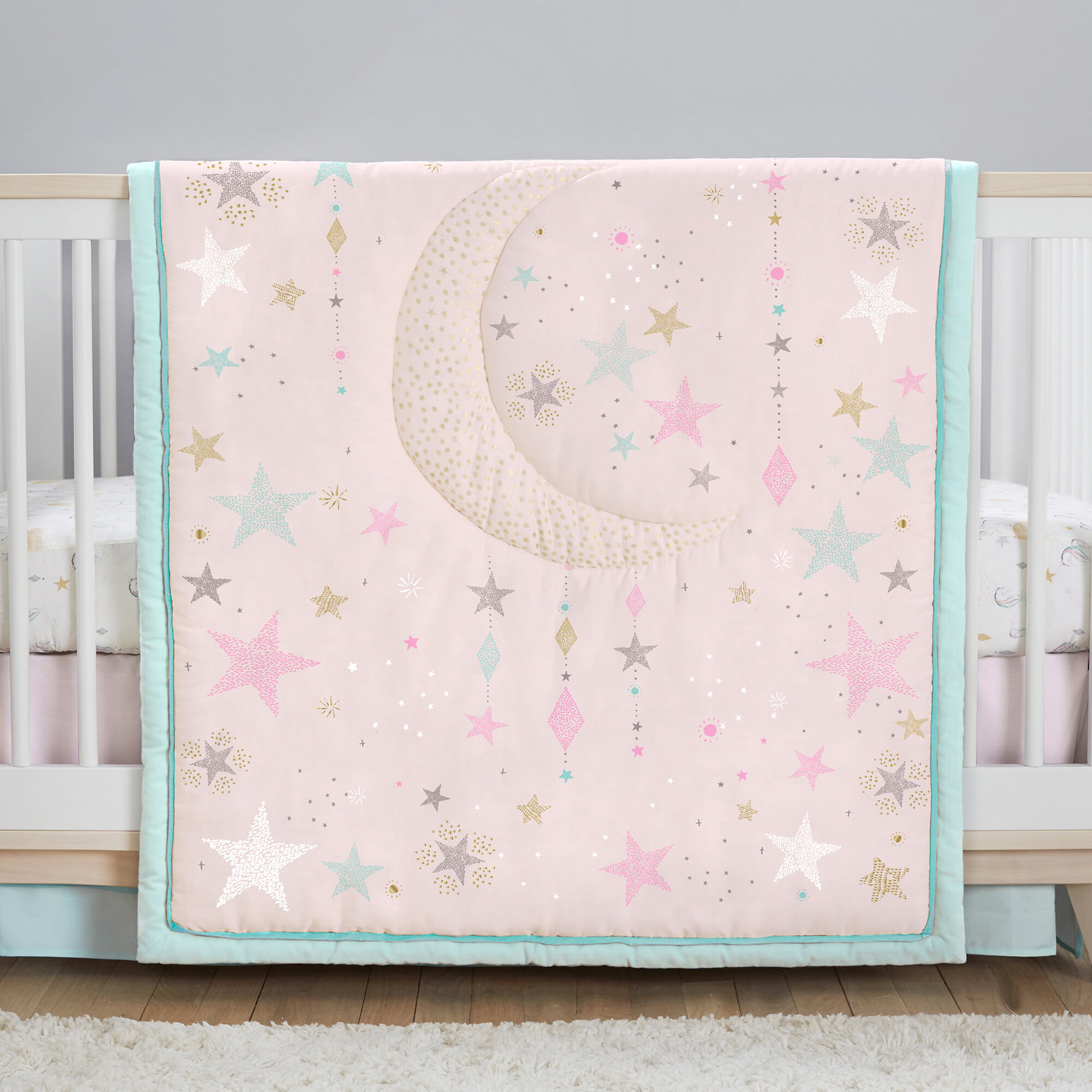 moon and stars baby girl bedding