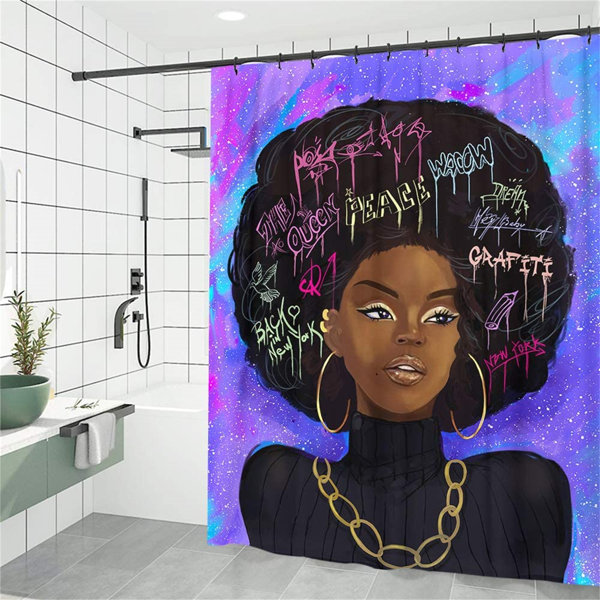 Afro African Beauty Black Woman Fabric Shower Curtain Set Waterproof Bathroom 72 