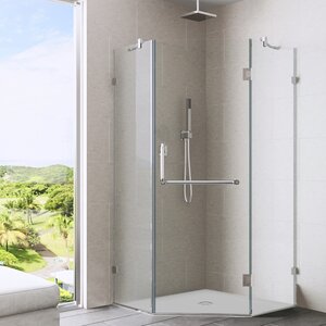 Piedmont 36 x 36-in. Frameless Neo-Angle Shower Enclosure with .375-in. Clear Glass and Chrome Hardware