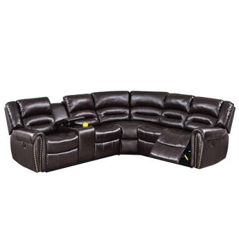 Red Barrel Studio Raglesville 121 5 Faux Leather Symmetrical Reclining Corner Sectional Wayfair