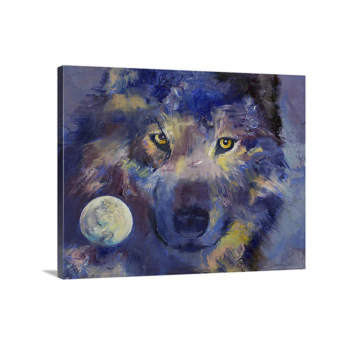 Canvas On Demand Grey Wolf Moon By Michael Creese Painting Print On Canvas Wayfair Ca