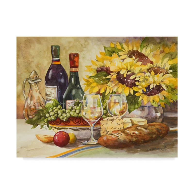 Fleur De Lis Living Wine And Sunflowers Acrylic Painting Print