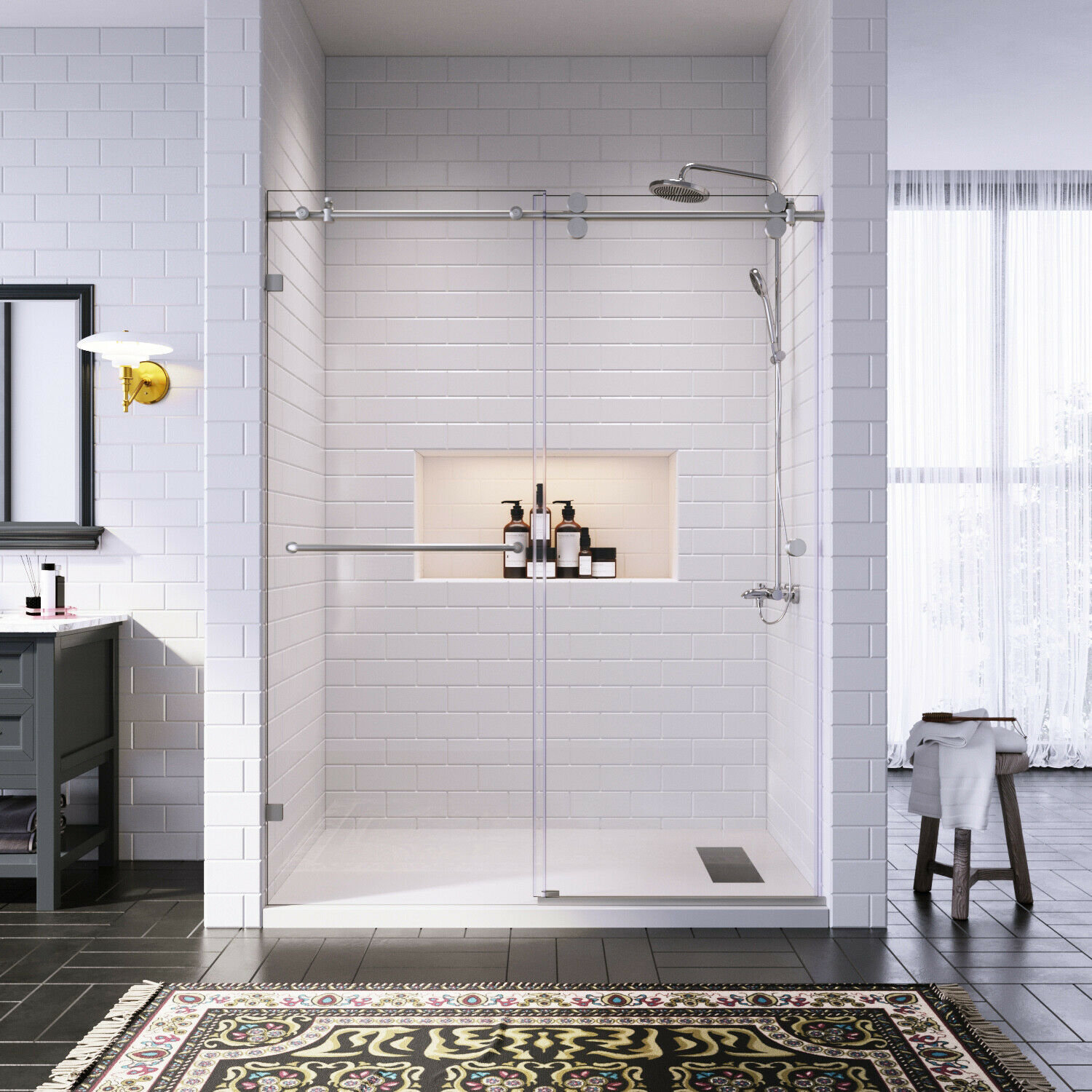 VTI 60" W x 76" H Frameless Shower Door Wayfair