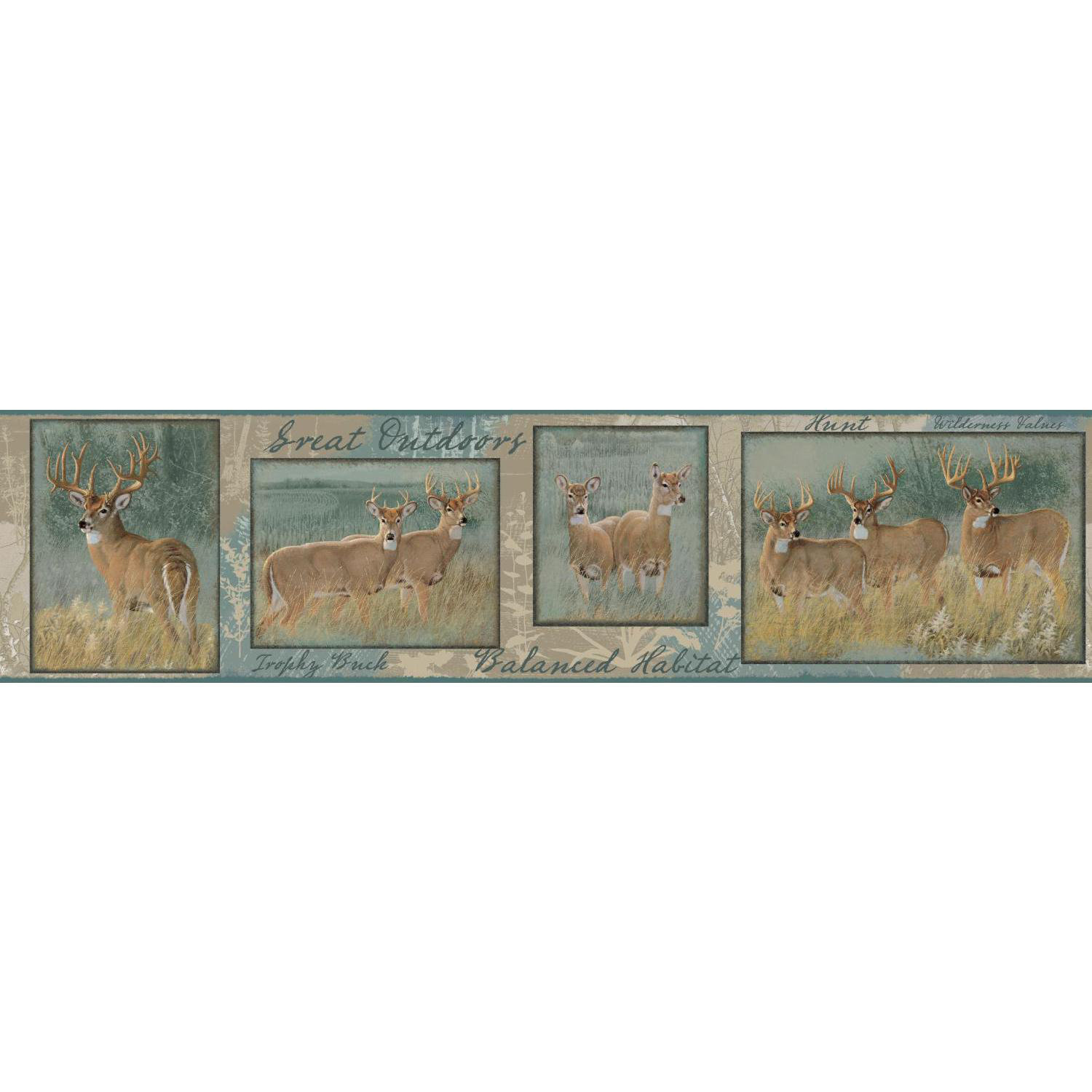 Nature/'s Plan Deer Border by York BP8359BD Graceful Bucks and Does in Frames