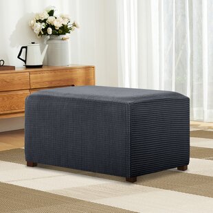 Covermates 3 YR Warranty Charcoal Year Around Protection Square Ottoman Cover Elite Collection 18W x 18D x 18H 