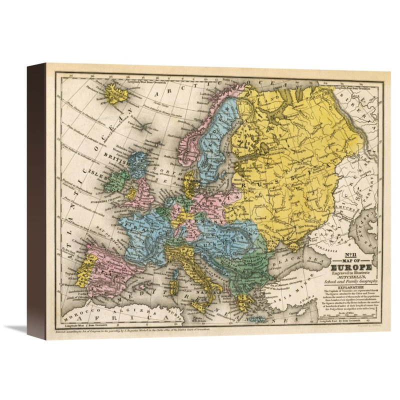 Global Gallery Map Of Europe 1839 By Samuel Augustus Mitchell Graphic Art On Wrapped Canvas Wayfair Enjoy free delivery over £40 to most of the uk, even for big stuff. map of europe 1839 by samuel augustus mitchell graphic art on wrapped canvas
