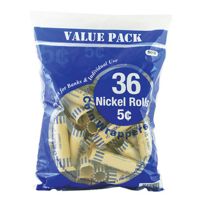36 Ct Coin Wrappers Bazic Denomination Nickel