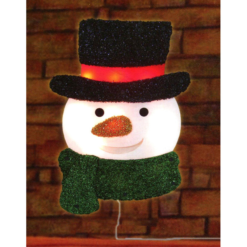 Northlight Lighted Tinsel Snowman With Top Hat Christmas Window
