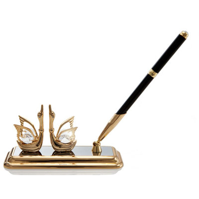 Mini Swan Pen Holder Matashi Crystal Color Gold Plated