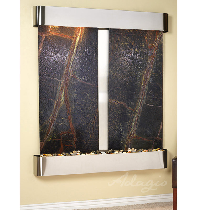 Cottonwood Falls Natural Stone/Metal Wall Fountain with Light